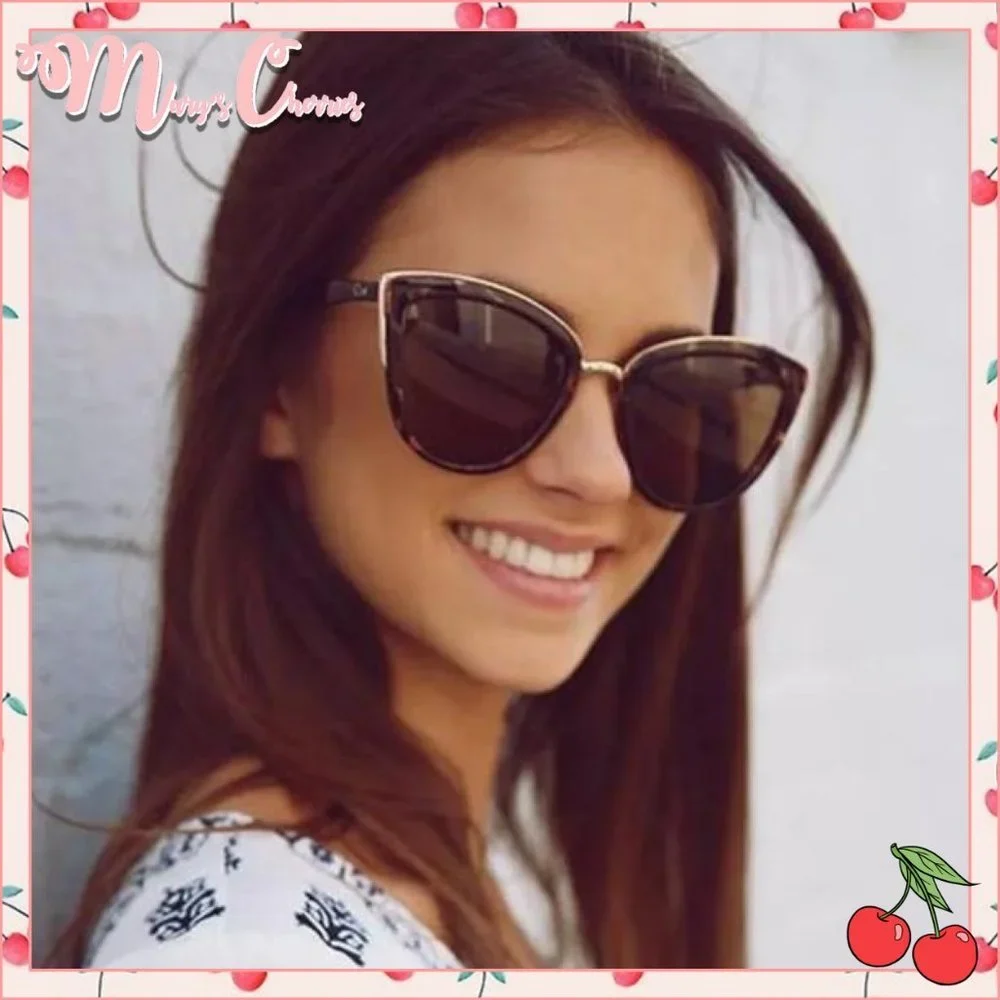 🍒 Black Leopard Retro Cat Eye 🐱 Sunglasses - Picture 1 of 14